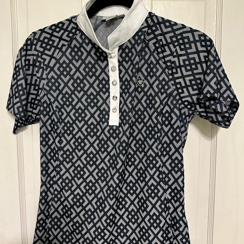 Ariat Pro Series White and Navy polo shirt
